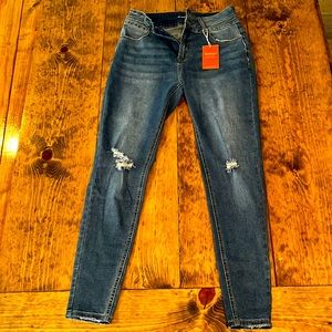 Flamingo ripped skinny jeans.